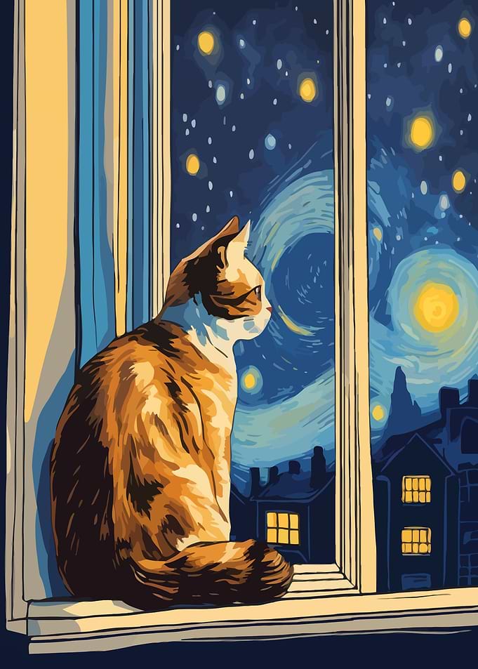 Starry Night Cat