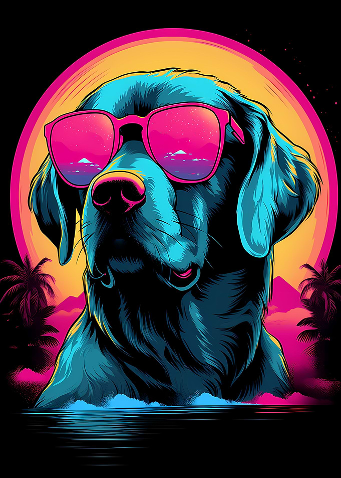 Dog in Miami Vice Style