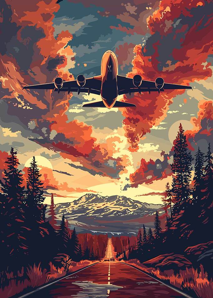 A380 Plane Sky Vector Art