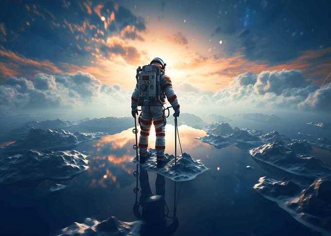 Astronaut is fishing