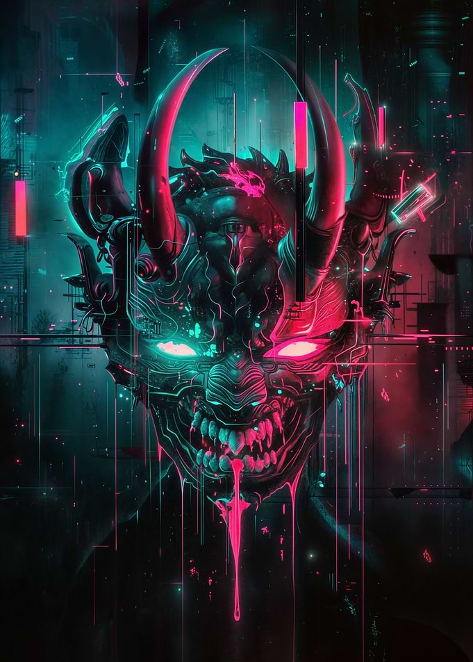 Neon Omi Demon Mask