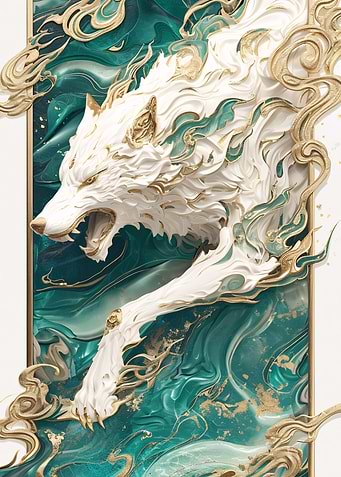white wolf kintsugi art