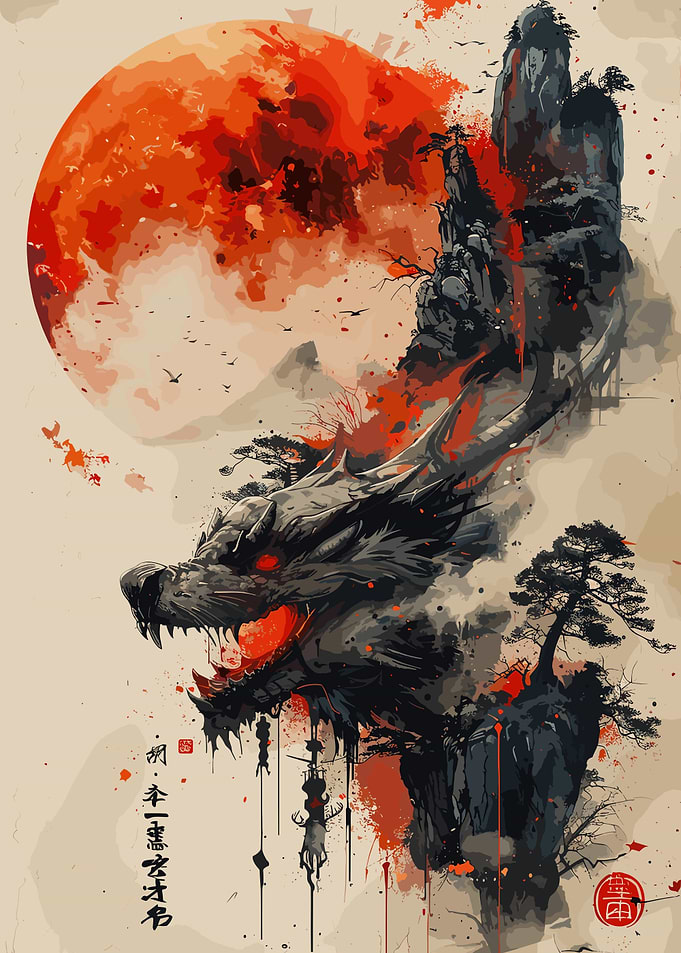 Asian Dragon Watercolor