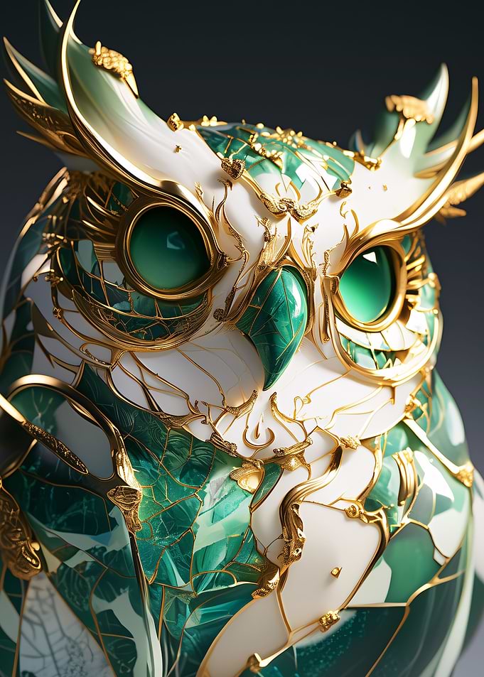 kintsugi art owl