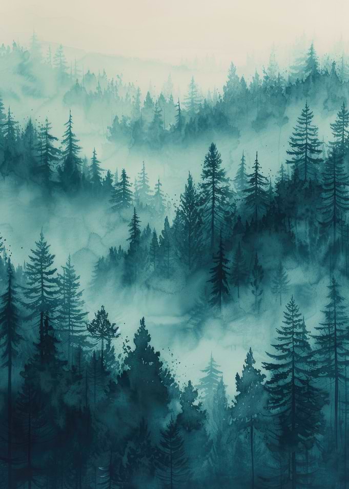 Forest in Mist Watercolor