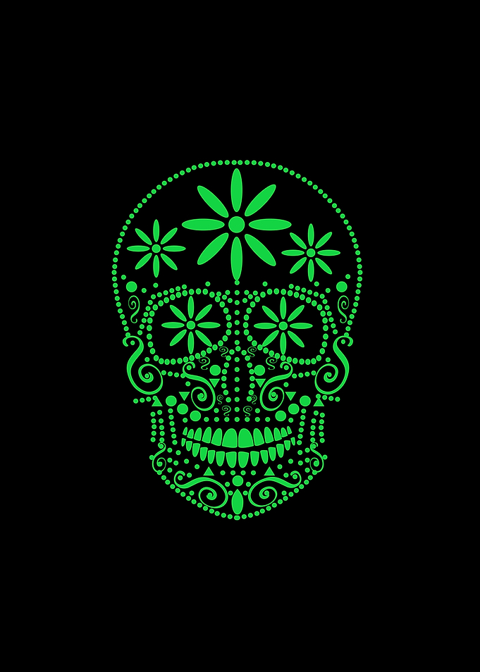 Skull with flowers weed