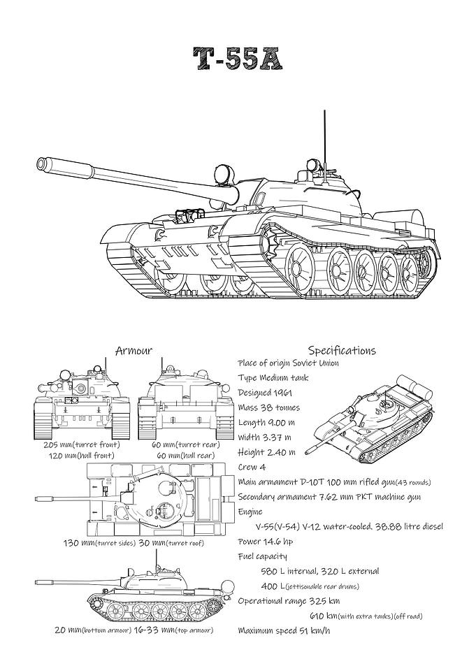 Soviet T55A tank white