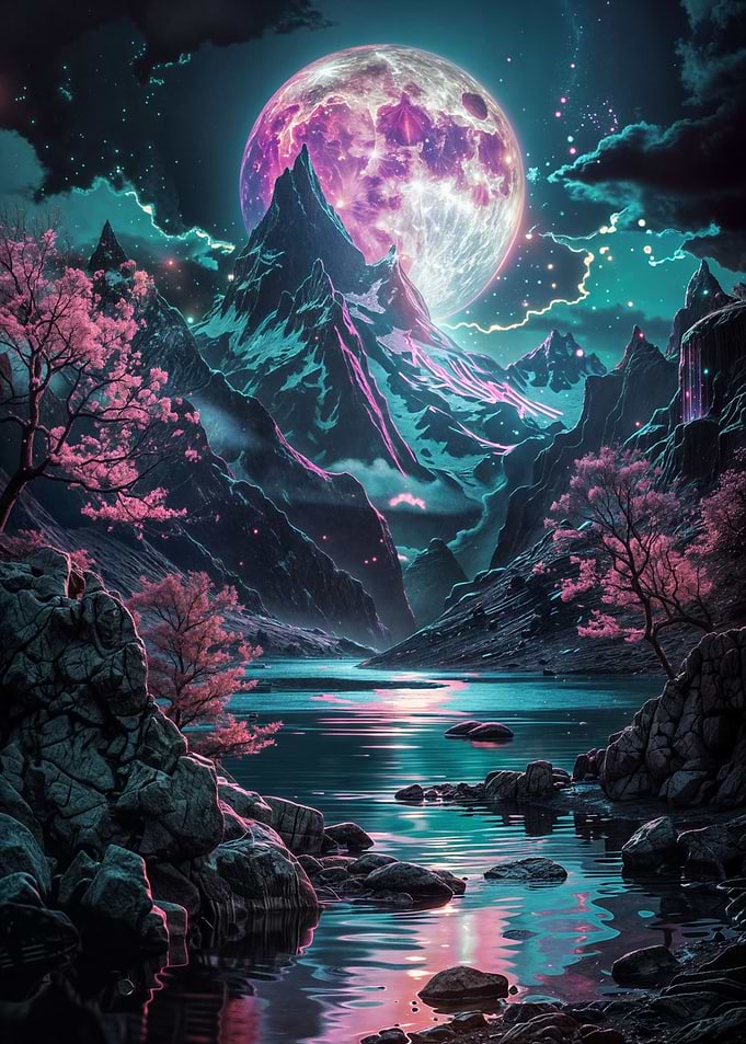Neon Moon Japan Art