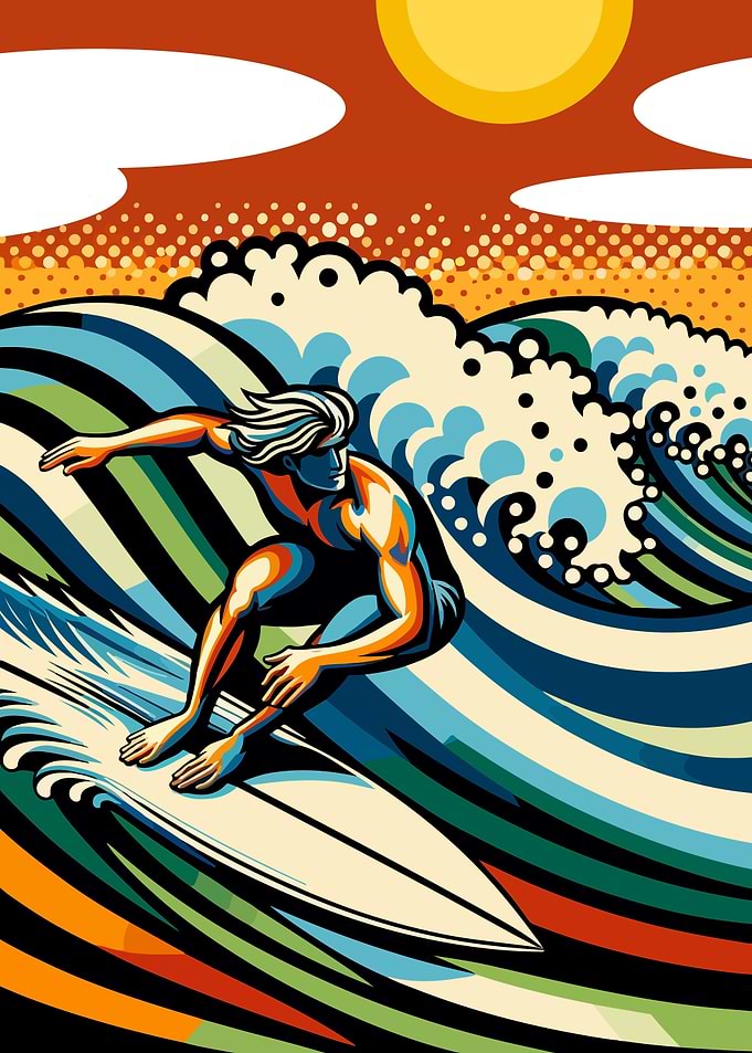surfing wpap pop art color