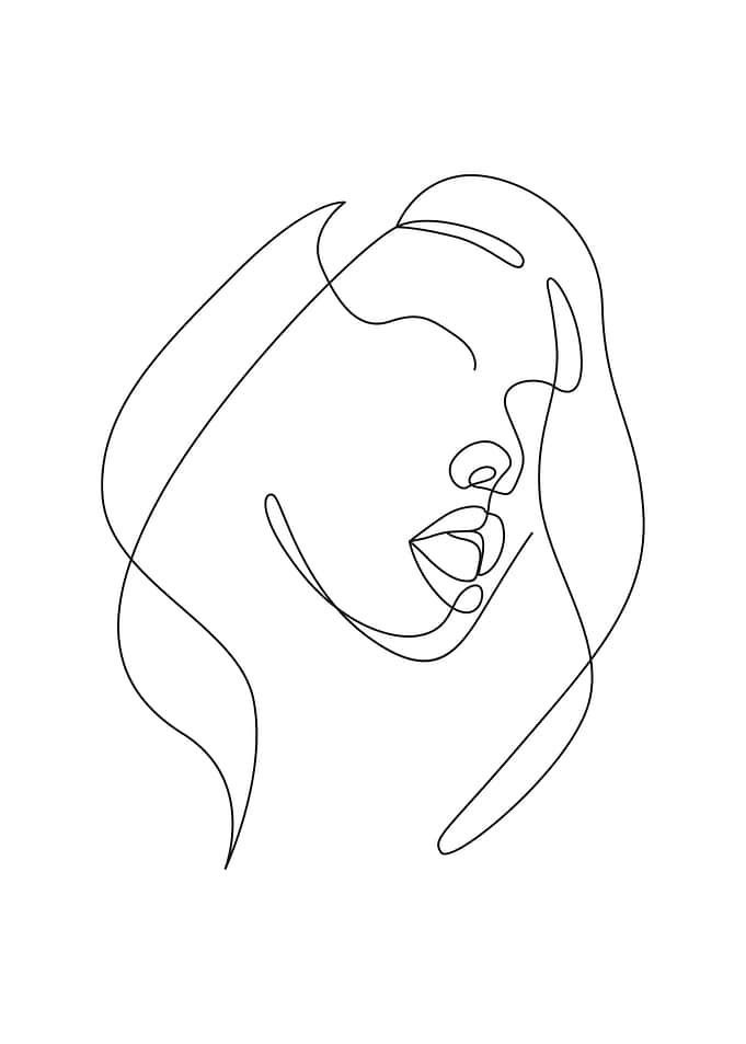 Erotic girl face line art