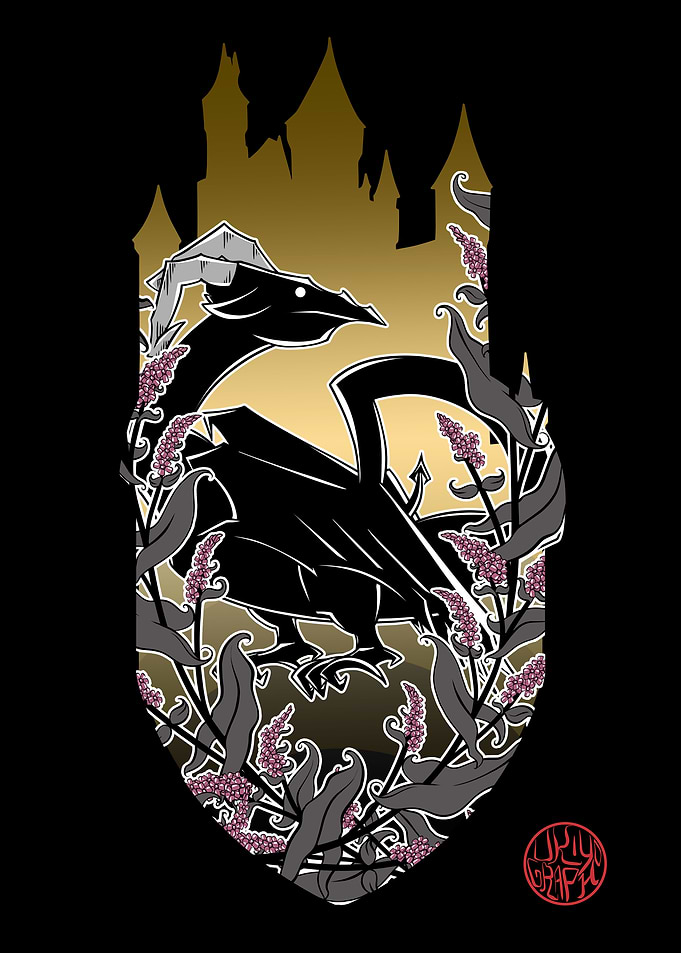 Medieval dragon and castle