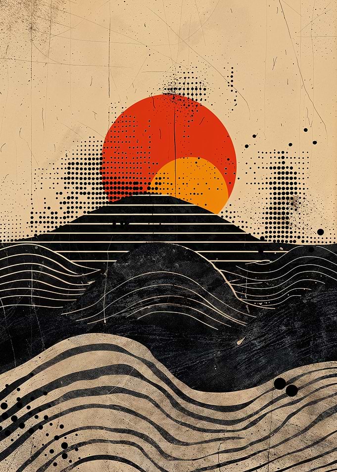 Lunar Sunset Sea