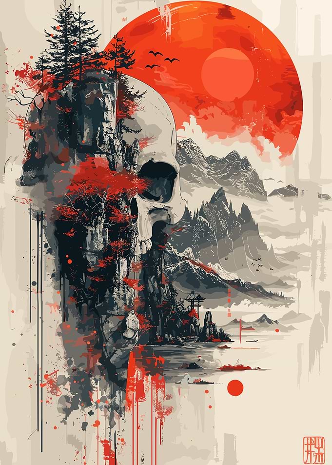 Skull in Asian Mountain