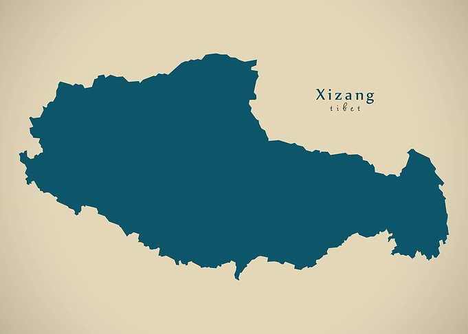 Xizang Tibet China map