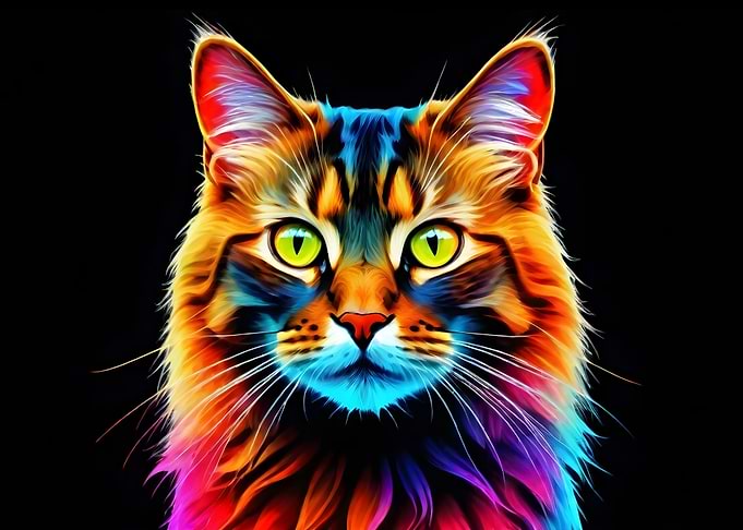 Cute Colorful Cat Face