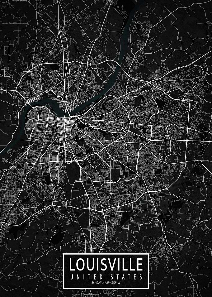 Louisville City Map Dark