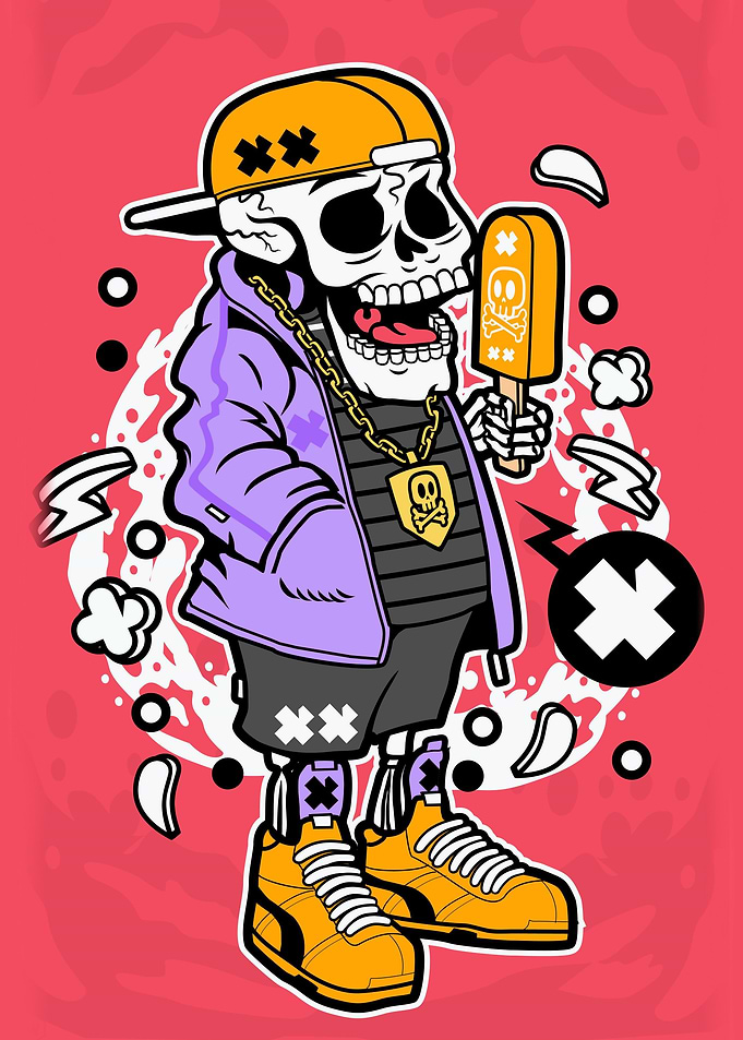 Skull Eating Ice Cream
