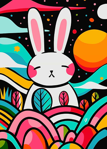 Cute Rabbit Field Japanese