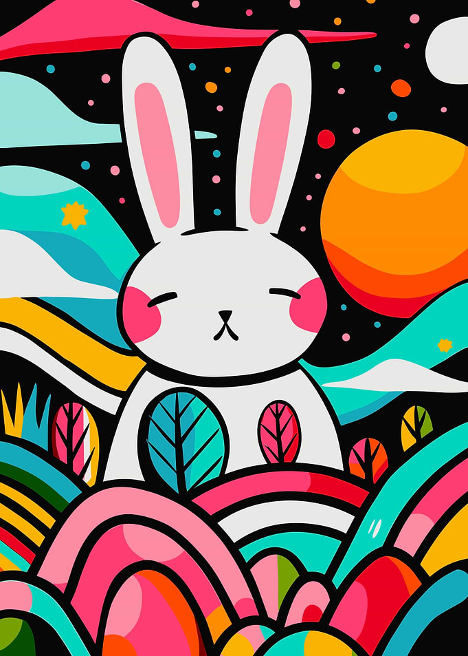 Cute Rabbit Field Japanese
