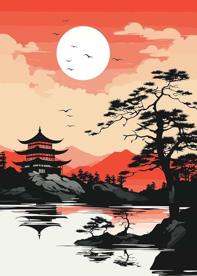 Asian Watercolor Nature