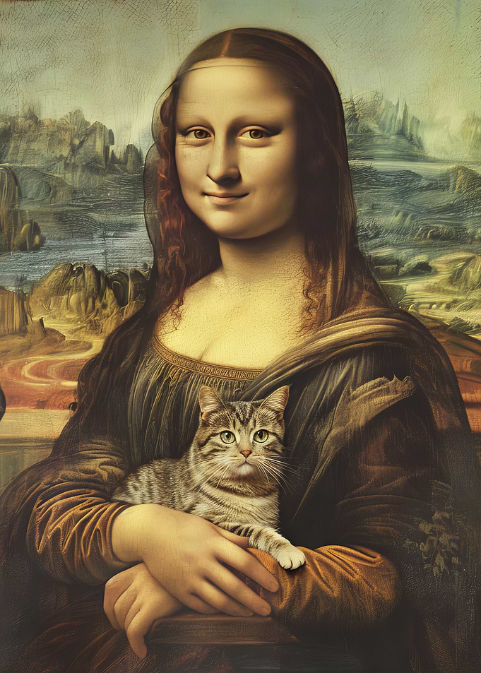 Mona Lisa with a cat