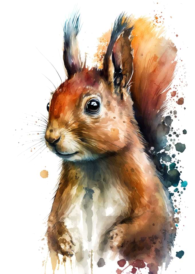 Squirrel in watercolor