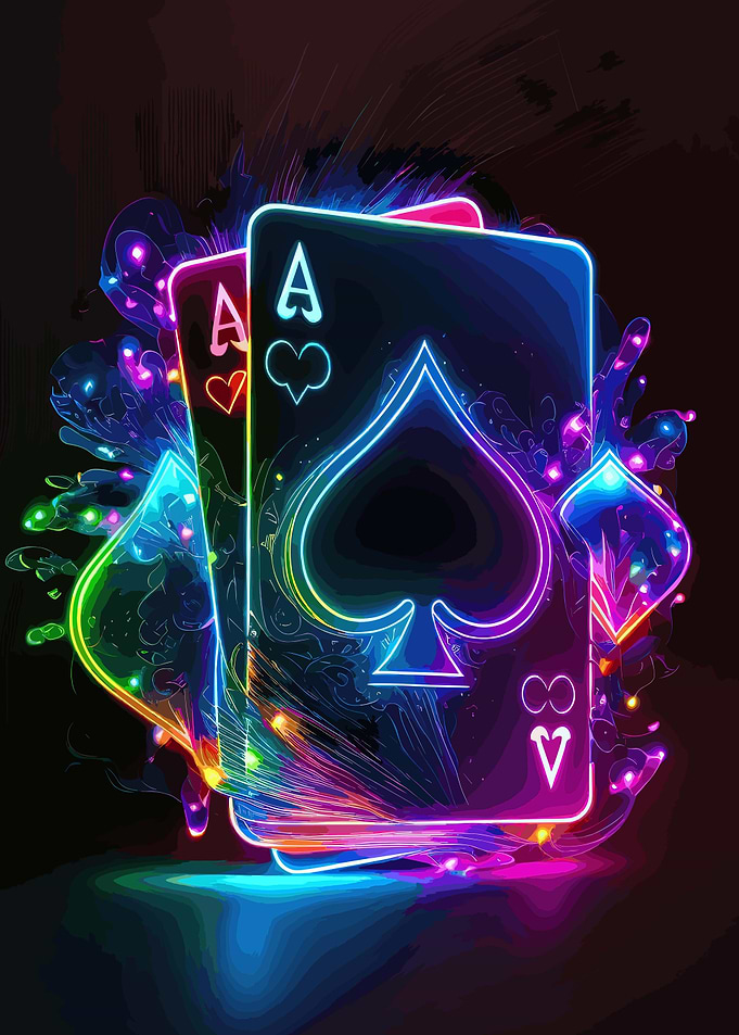 Poker Cards neon