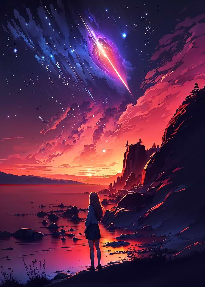 Galactic Sunset Landscape