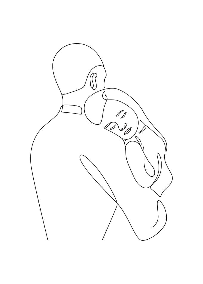 Father and son line art