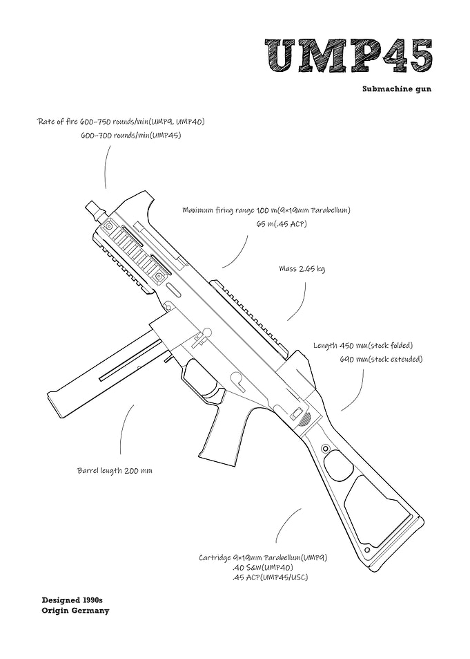 UMP45 Gun white weapon