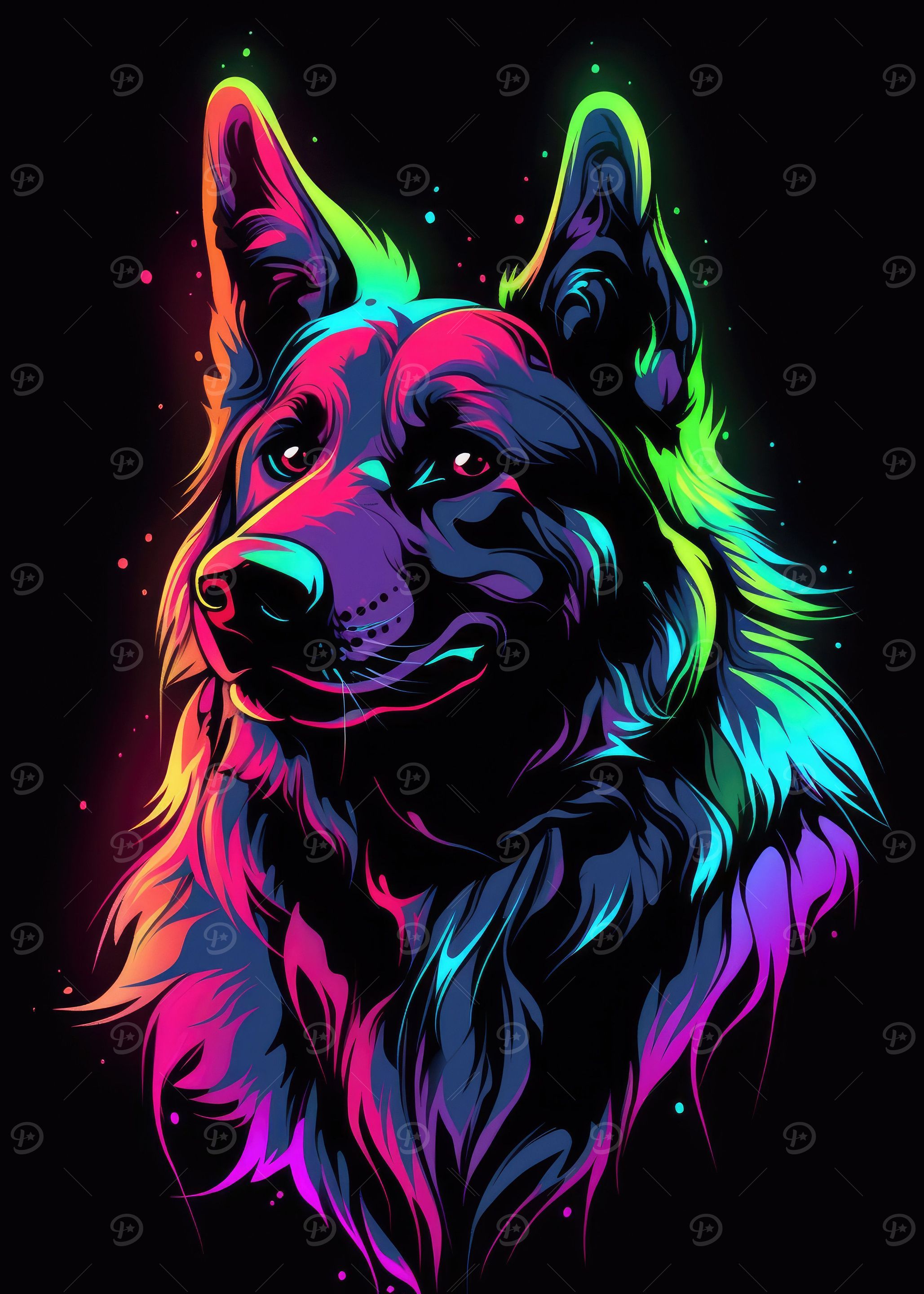 Dog Animal Neon Pet Friend