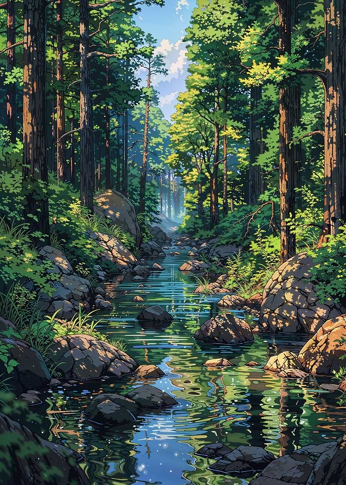 Anime River Forest Fantasy