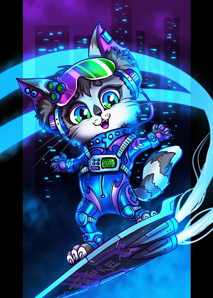 Cute Surfing Cat
