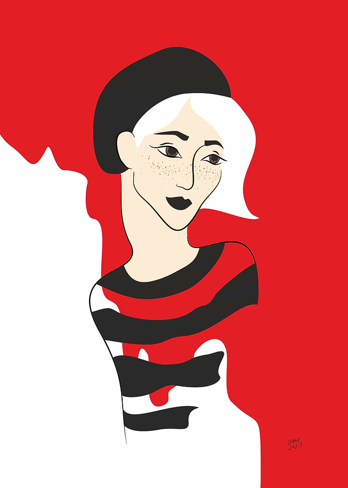 Fashion portrait with red