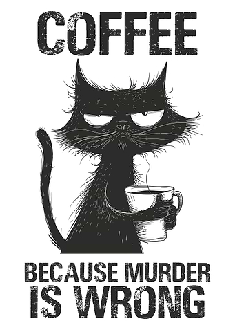 Funny Cat Drinking Coffee