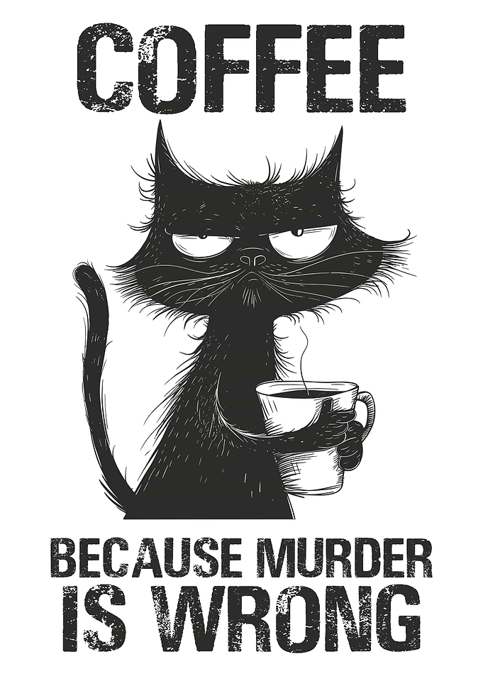 Funny Cat Drinking Coffee