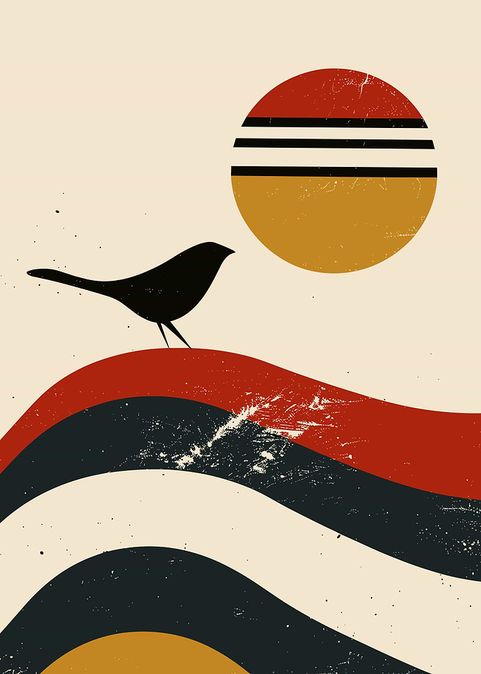 Abstract Bird on a Wave