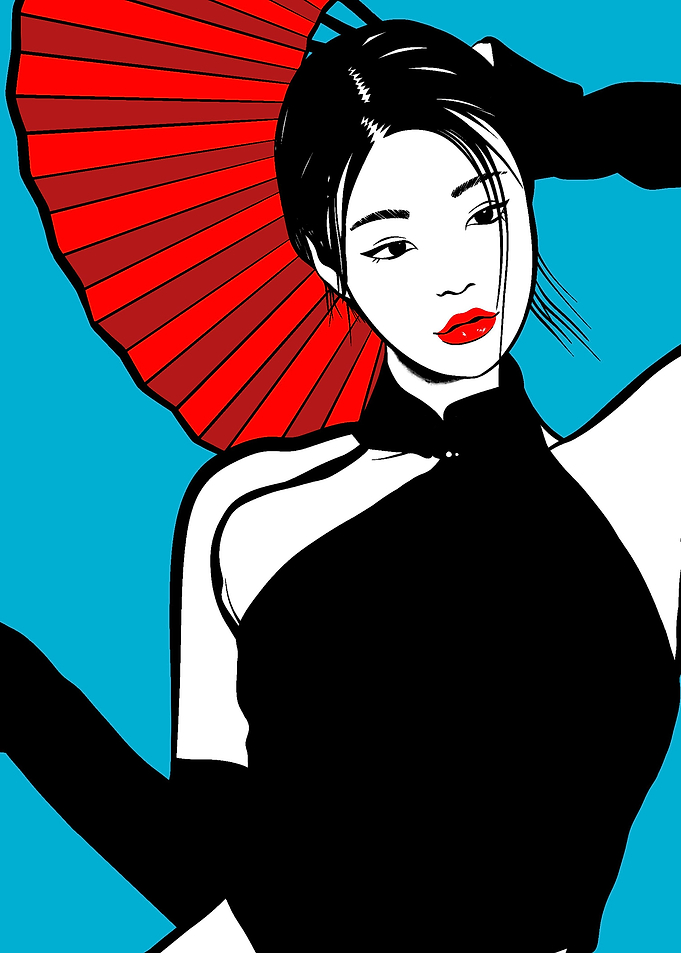 Cyan fashion girl
