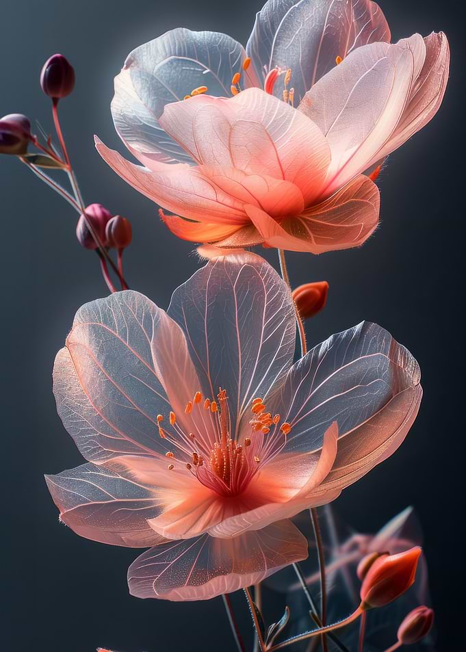 two crystal pink flowers