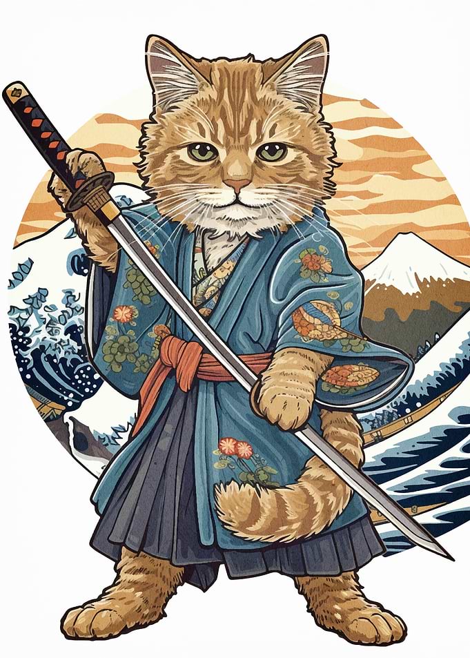 Cat Samurai Warrior Japan