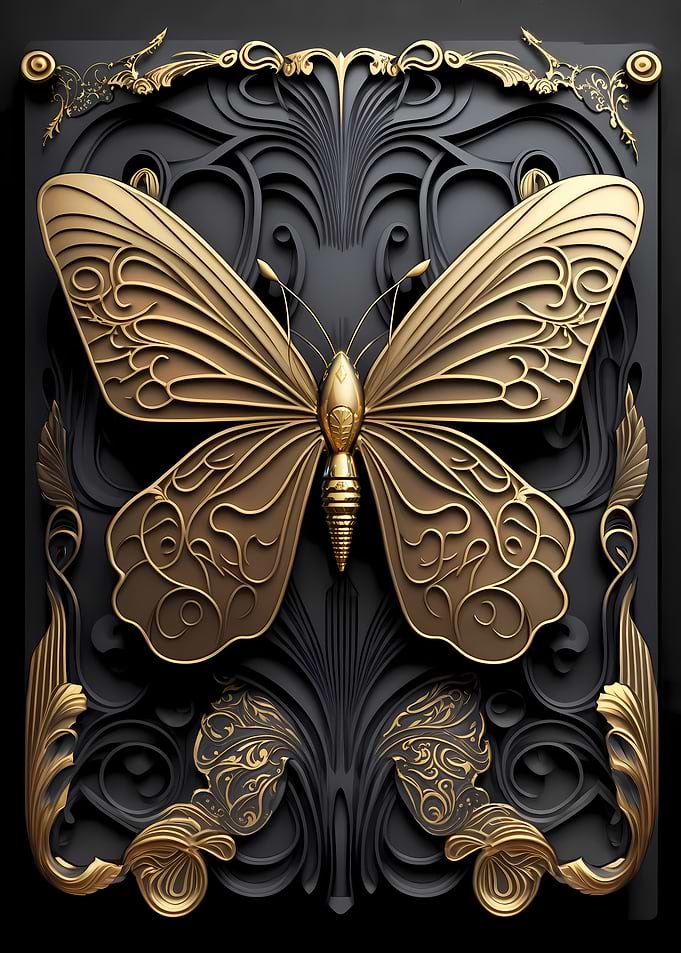 Golden Butterfly Art Deco