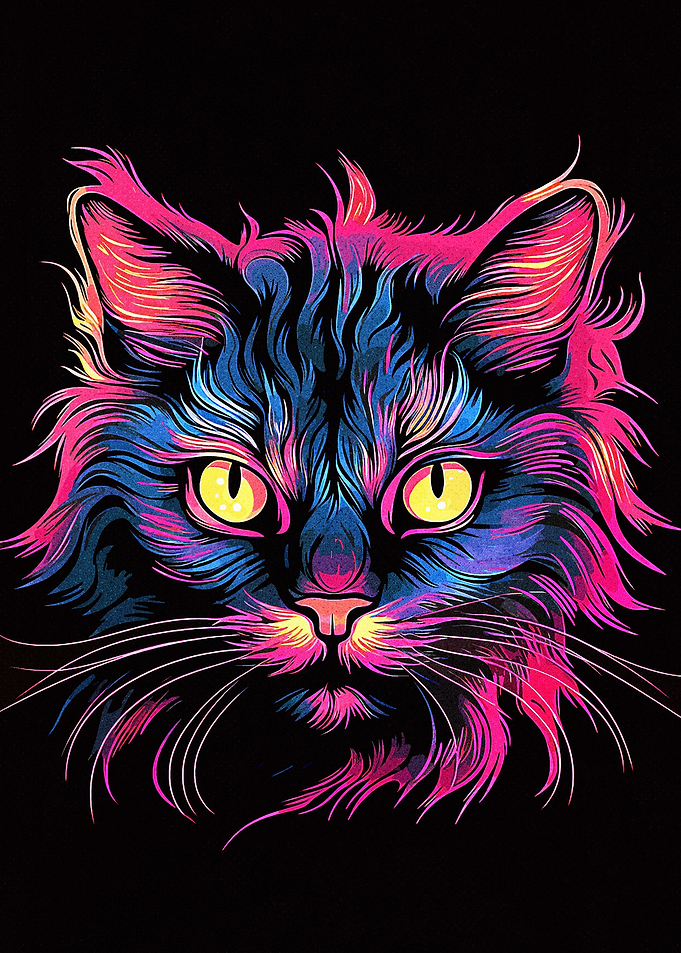 Neon Face Cat