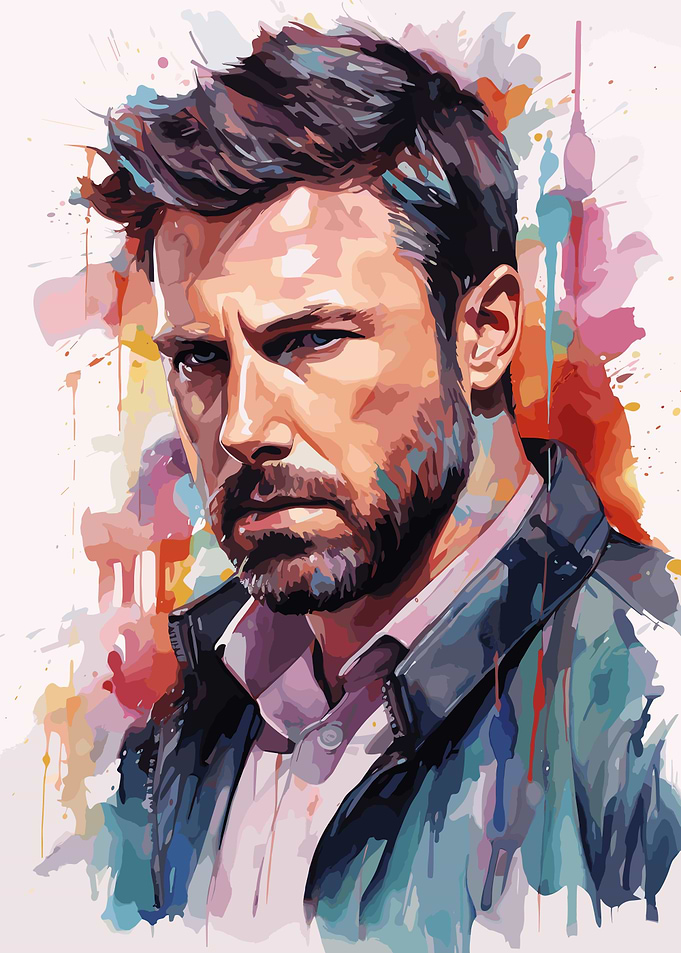 Ben Affleck Watercolor Art