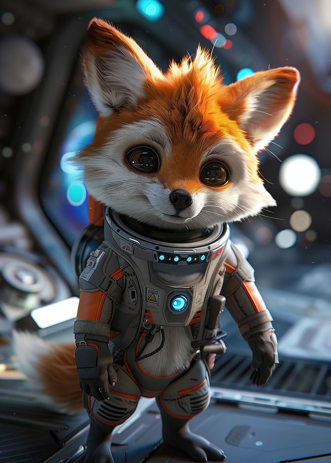 Cute Curious Astronaut Fox
