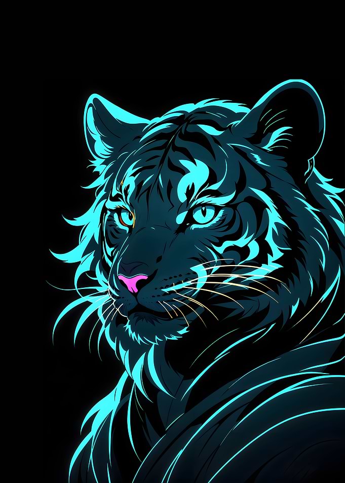 Tiger Neon Cyan Outline