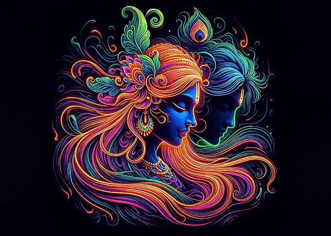Radha and Krishna Neon art