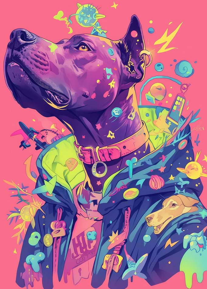Dog Animal Neon Pet Friend