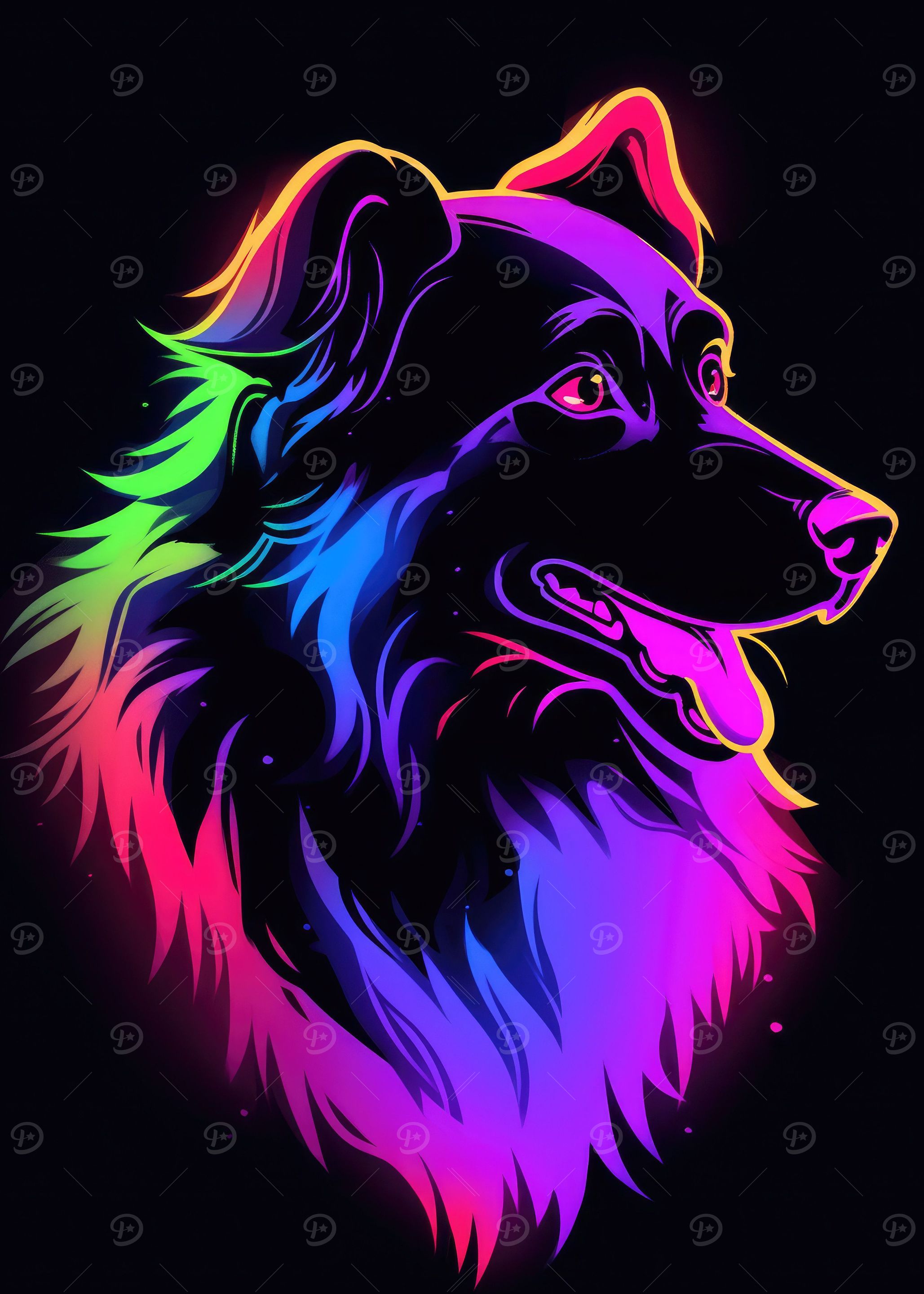 Dog Animal Neon Pet Friend