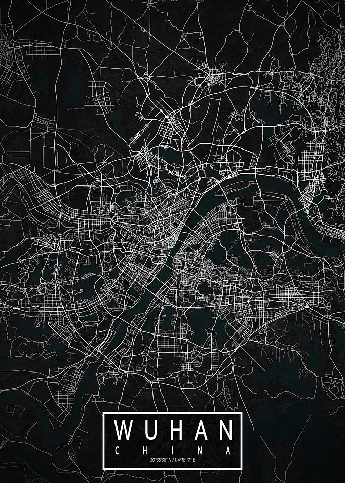 Wuhan City Map Dark