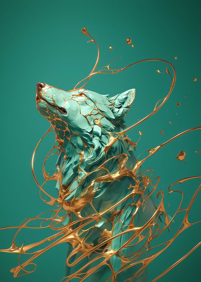 emerald gold wolf face